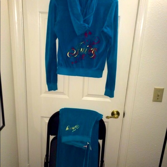 Juicy Couture Pants - Vintage JUICY COUTURE Y2K TEAL BLUE VELOUR TRACKSUIT MATCHING SET